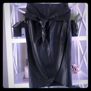 BNWT pleather mid length skirt black XS
